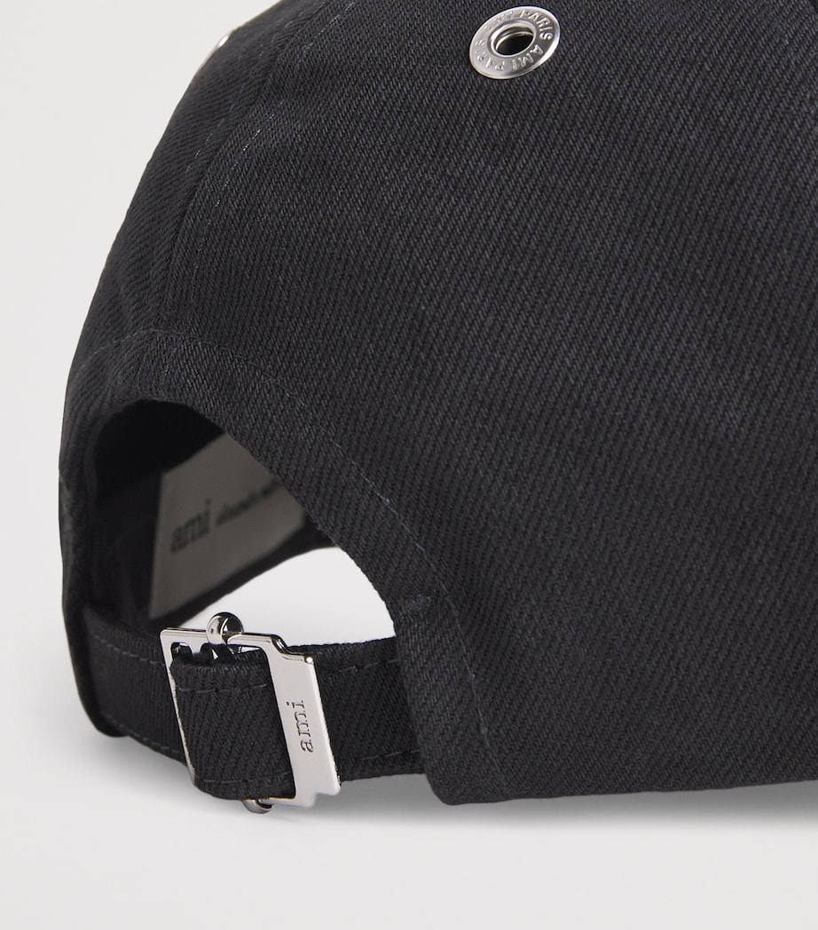 AMI Paris Cotton Felt Patch Logo Cap Noir Image 4