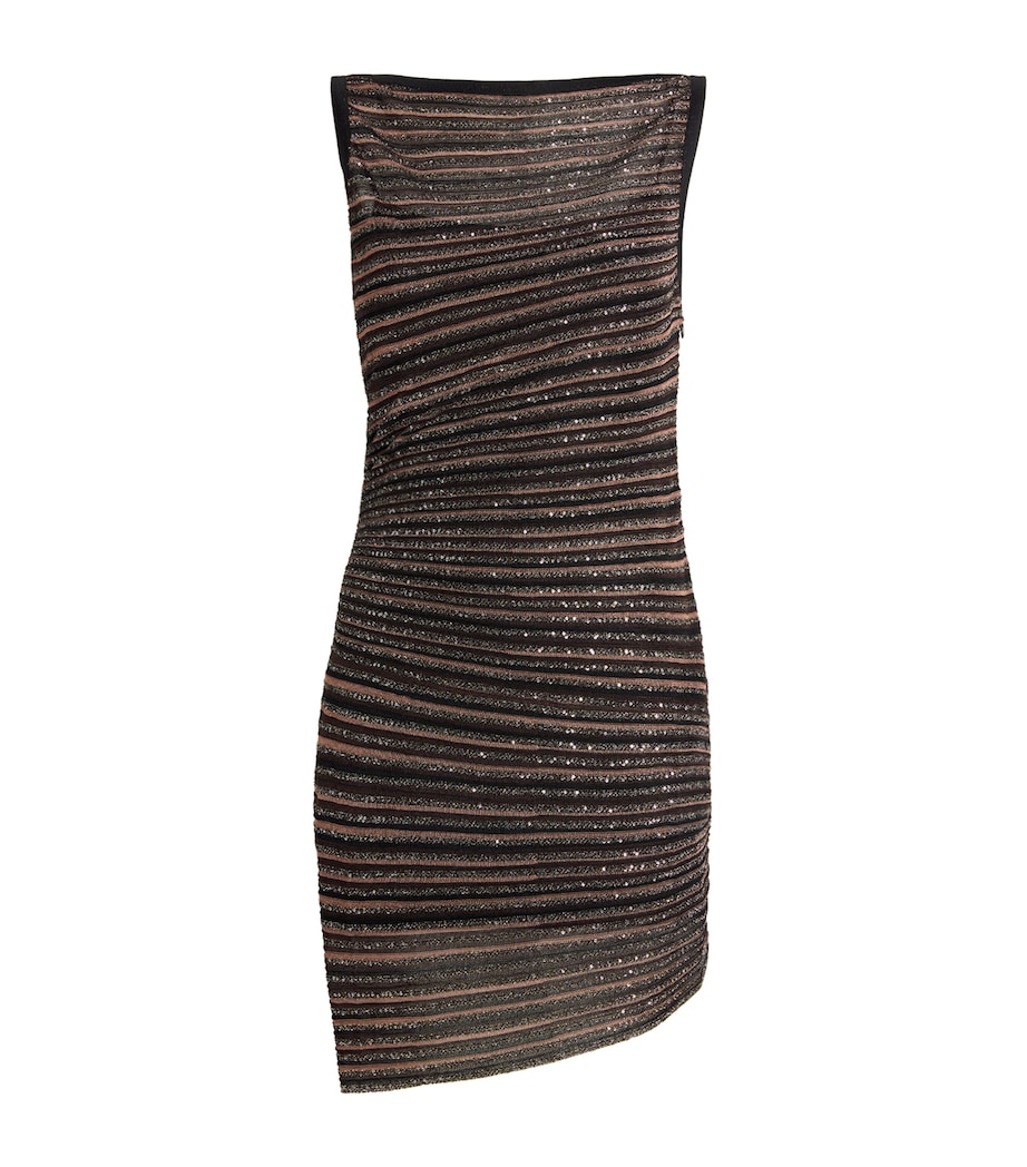 Stripe Sleeveless Boat Neck Mini Dress S80E3 BROWN/BLACK Image 1