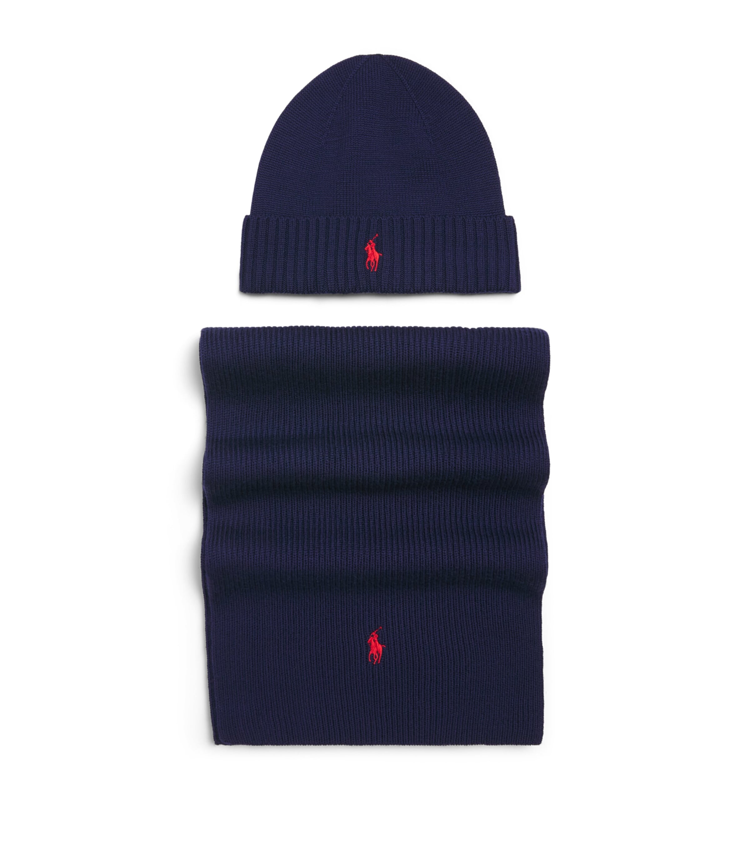 Polo Ralph Lauren Wool Polo Pony Beanie and Scarf Gift Set Hunter Navy Image 1