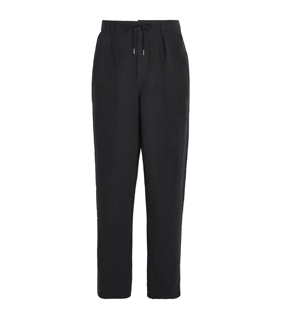 Linen Drawstring Trousers BLACK Image 1