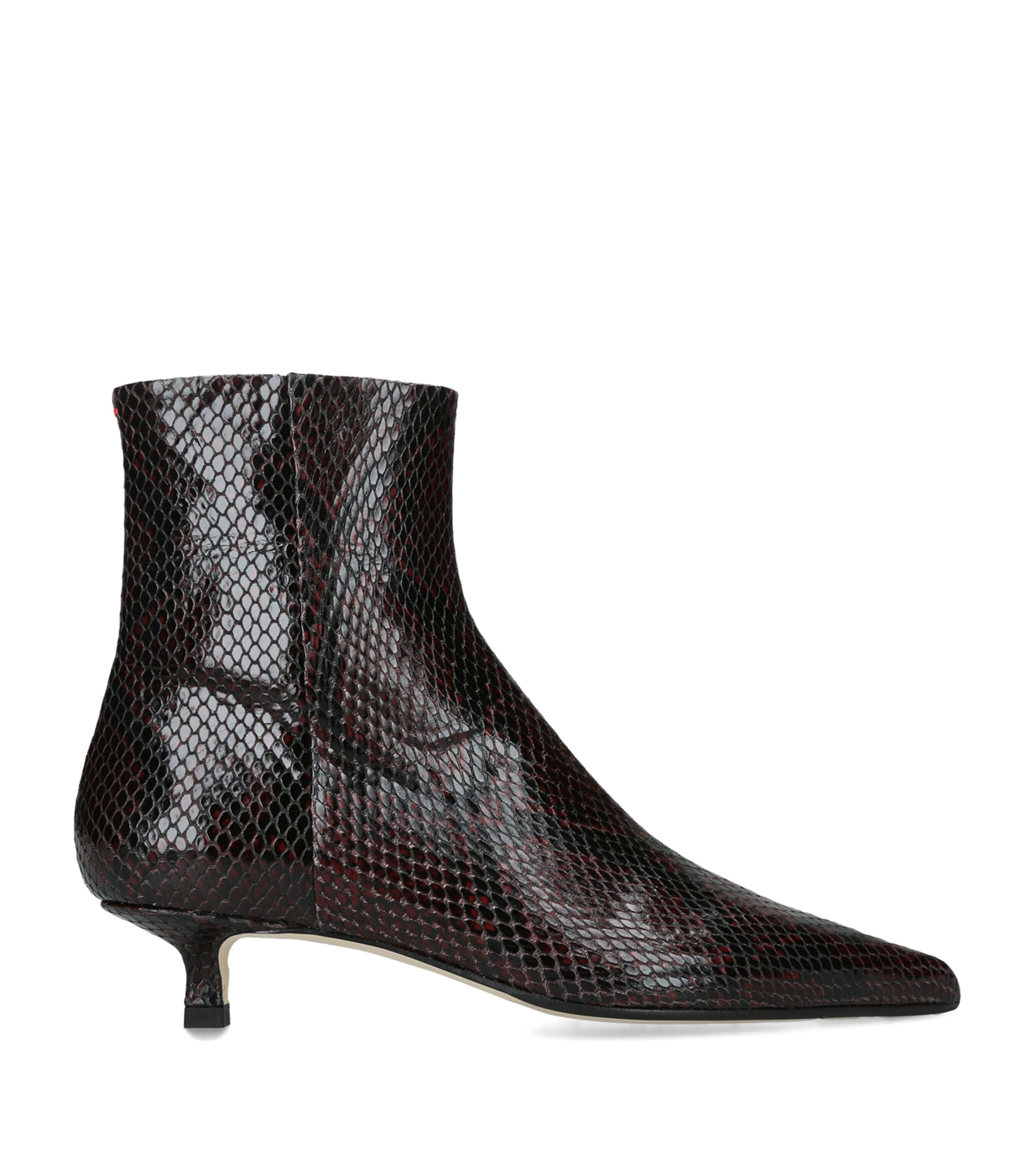 aeyde Leather Snake Print Sofie Heeled Boots 35 Wine Comb Image 1