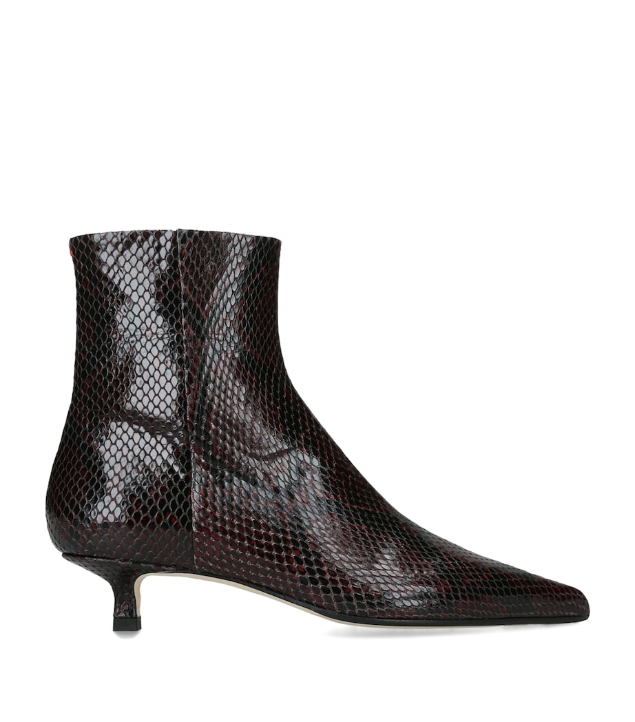 aeyde Leather Snake Print Sofie Heeled Boots 35 Wine Comb Image 1