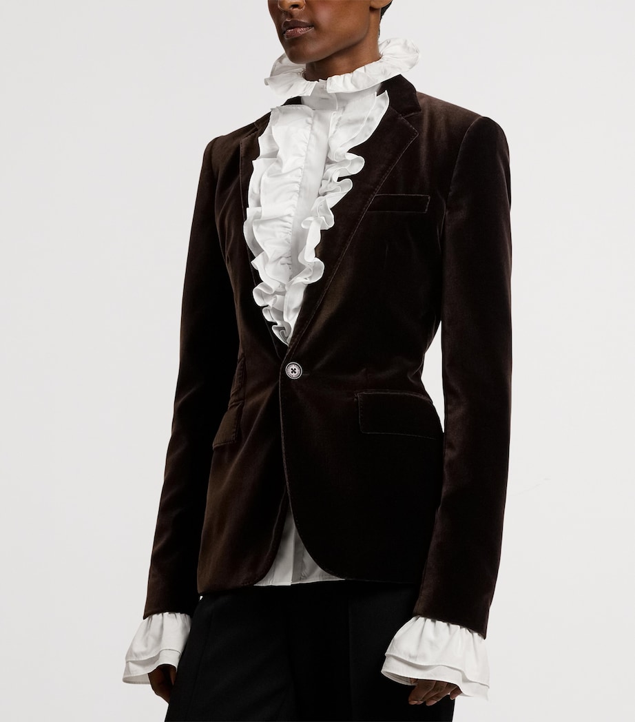 Cotton-Blend Velvet Parker Blazer DARK BROWN Image 2