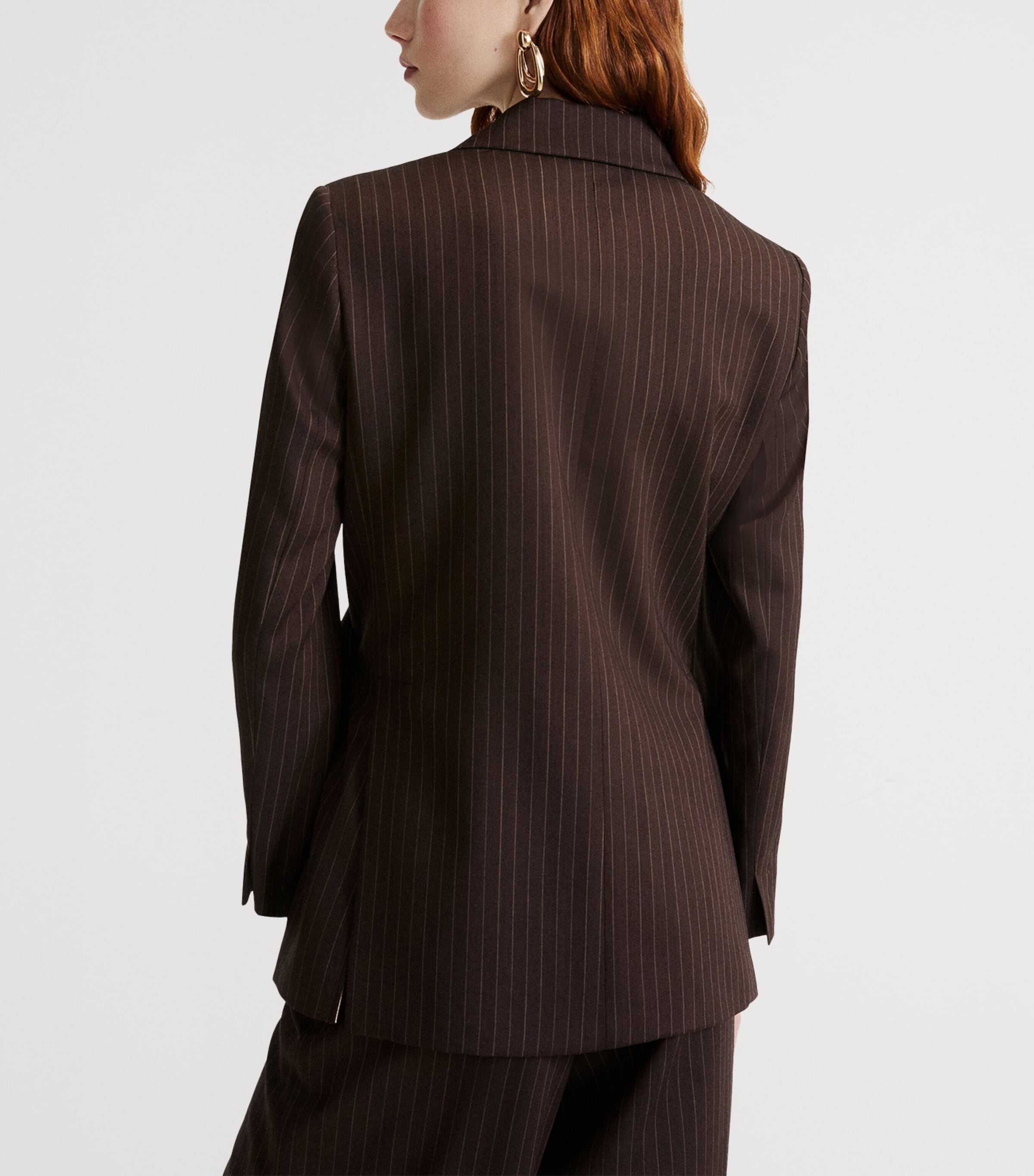 Marella Womens Virgin Wool-Blend Blazer Brown Image 3