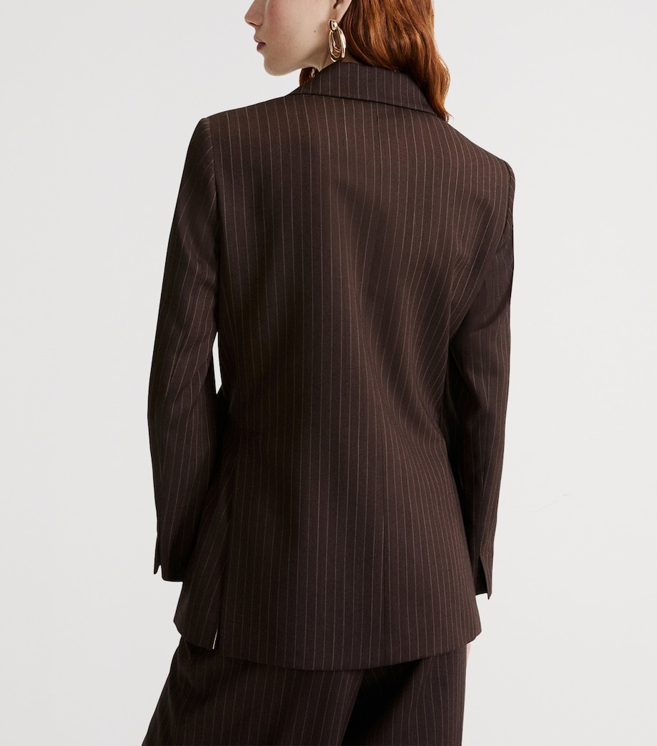 Marella Womens Virgin Wool-Blend Blazer Brown Image 3