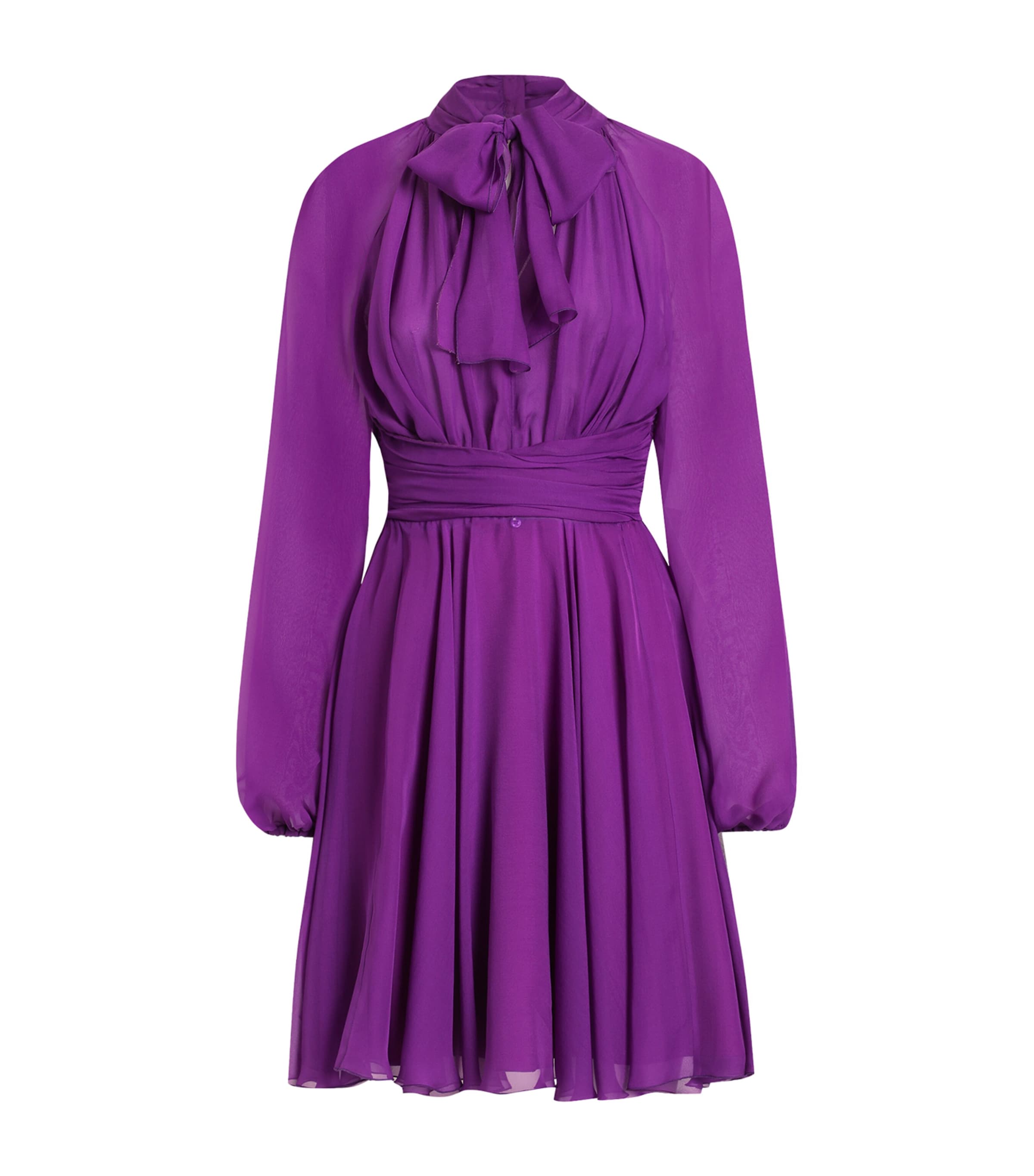 Dolce & Gabbana Chiffon Draped Mini Dress In Purple