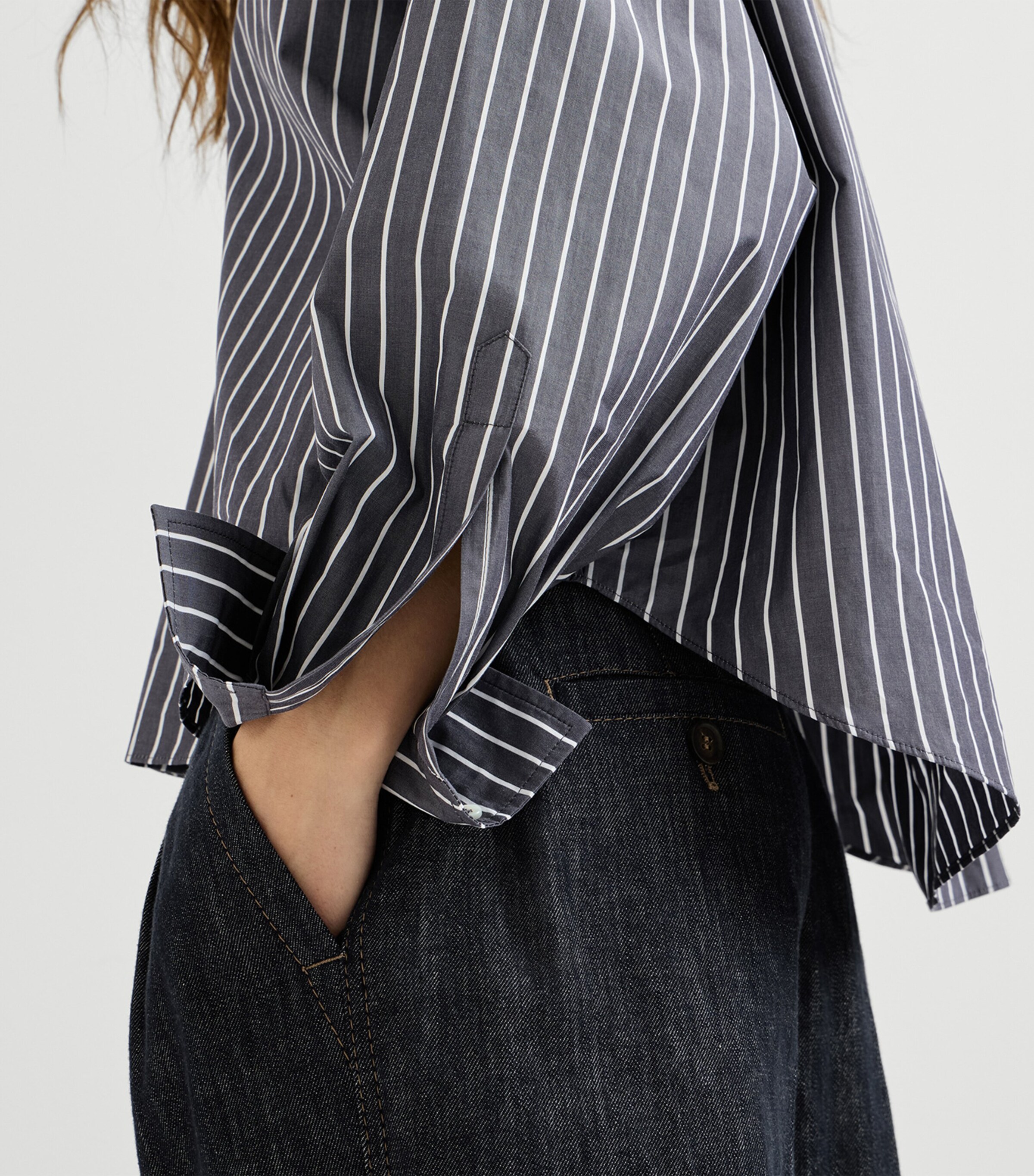 Brunello Cucinelli Womens Cotton Poplin Stripe Shirt Blu/bianco Image 6