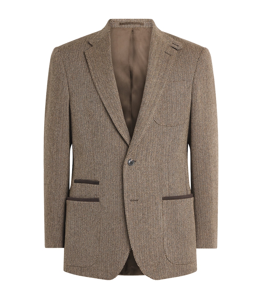Purdey Mens Wool Tweed Herringbone Atholl Blazer Taymoor Tweed Image 1