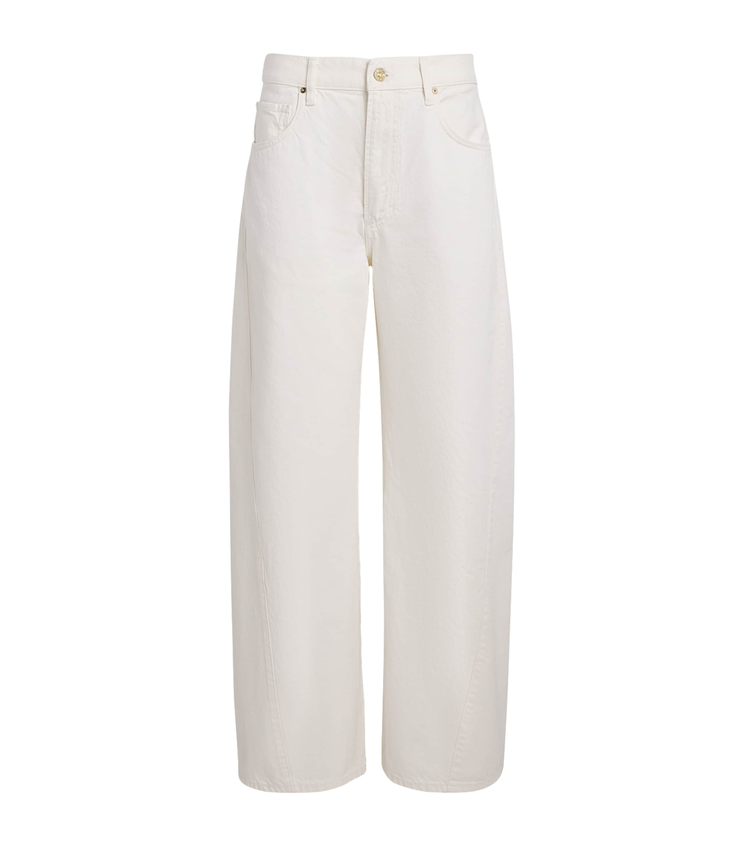 Shop Paige Arellia High-rise Barrel Jeans In White