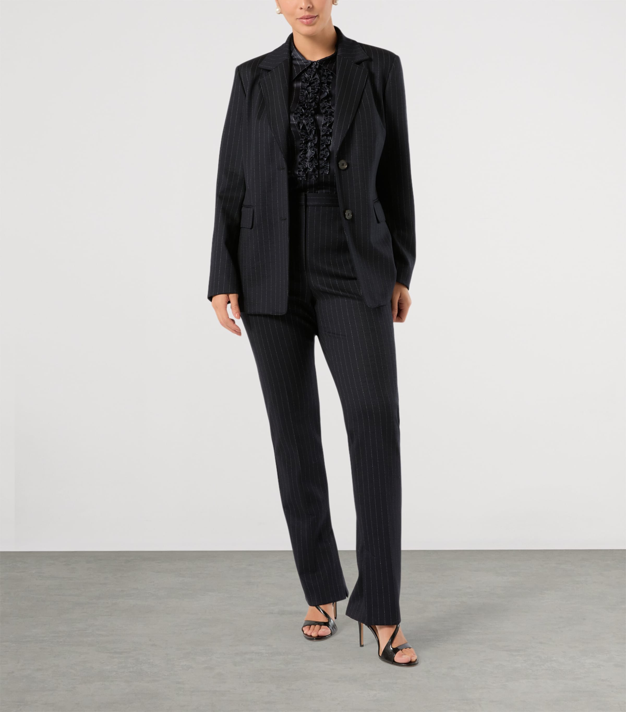 Marina Rinaldi Womens Silk Pinstripe Shirt Midnightblue Image 2