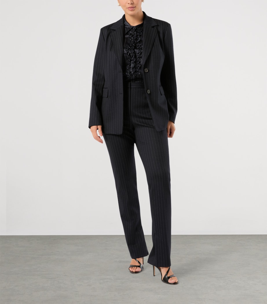 Marina Rinaldi Womens Silk Pinstripe Shirt Midnightblue Image 2