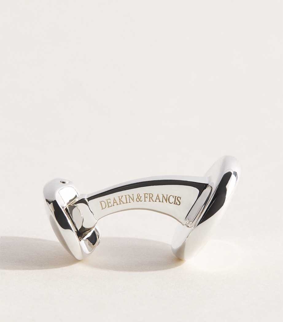 Deakin & Francis Sterling Silver Mother-Of-Pearl Round Cufflinks Silver Image 4