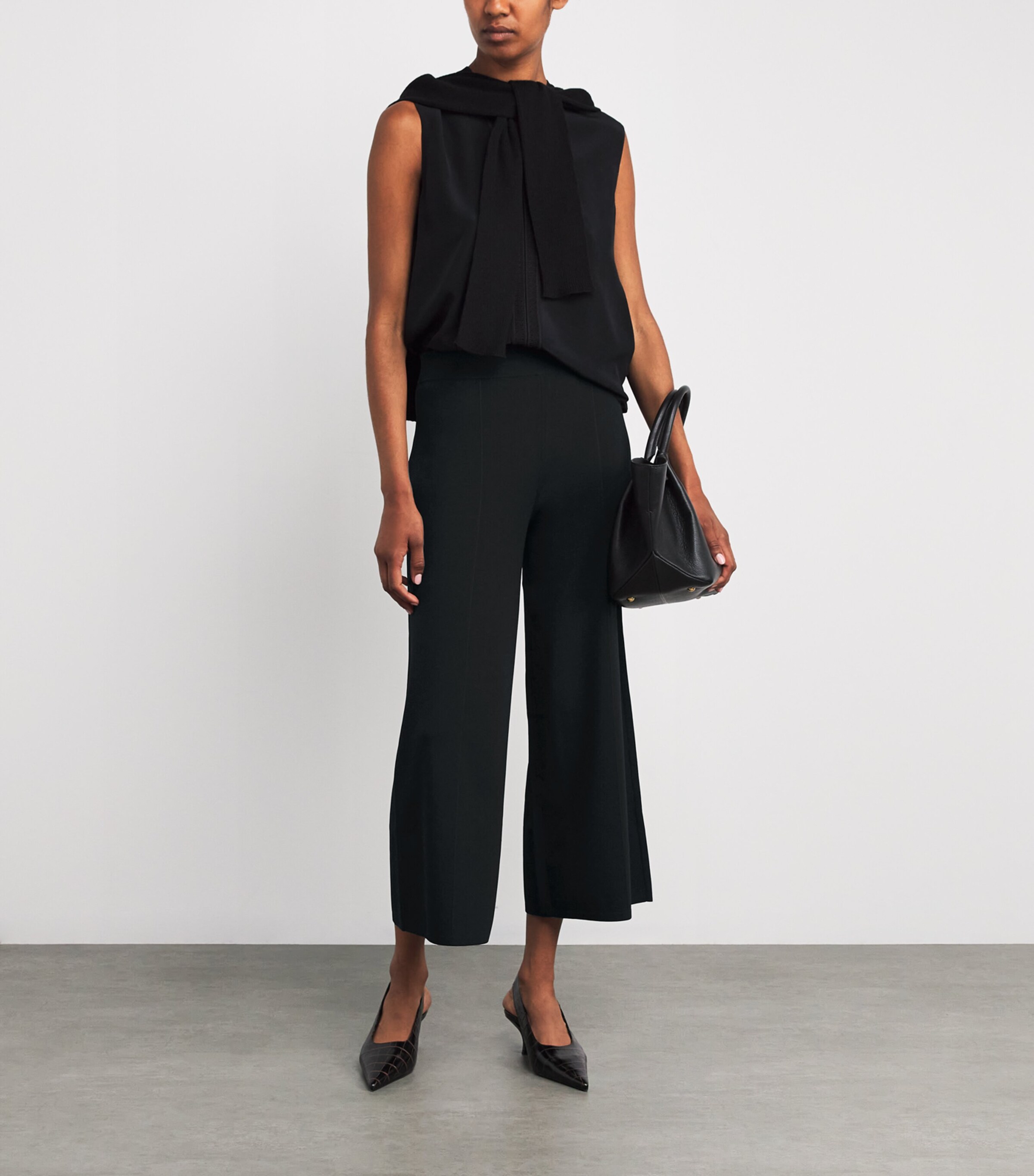 Stretch-Knit Culottes BLACK Image 2