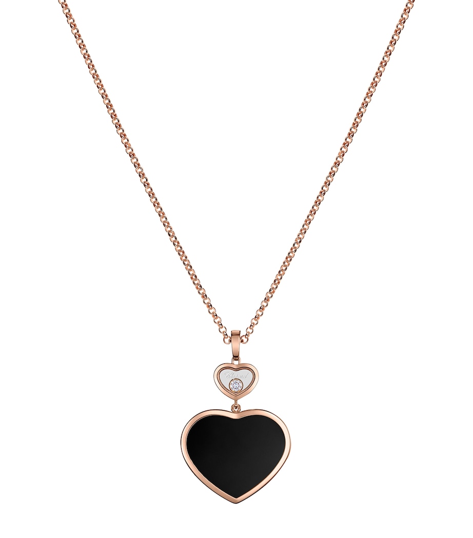 Rose Gold, Diamond and Onyx Happy Hearts Pendant Necklace 18K ROSE GOLD Image 1