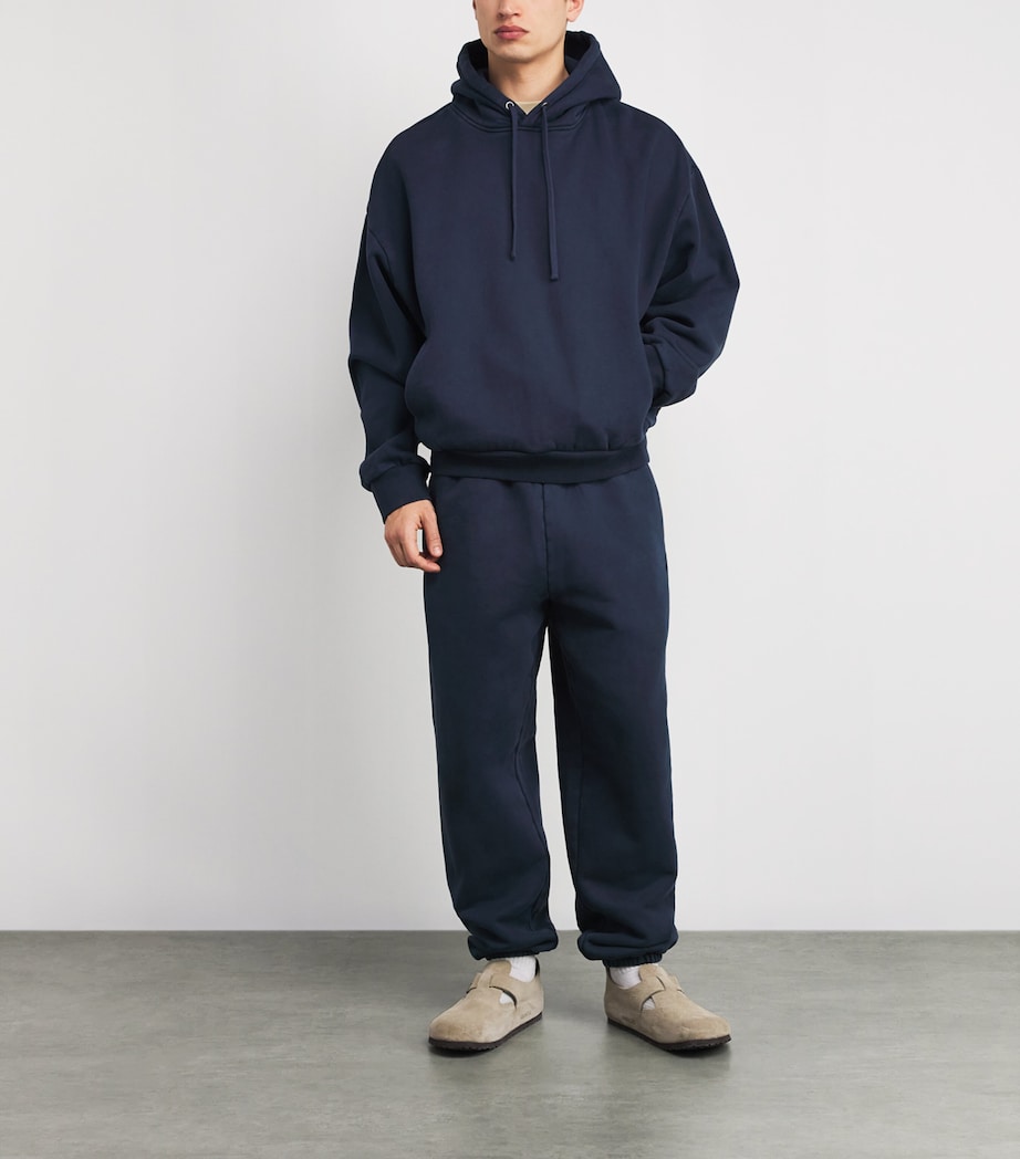 Cotton Fleece Relaxed Hoodie NAVY Image 2