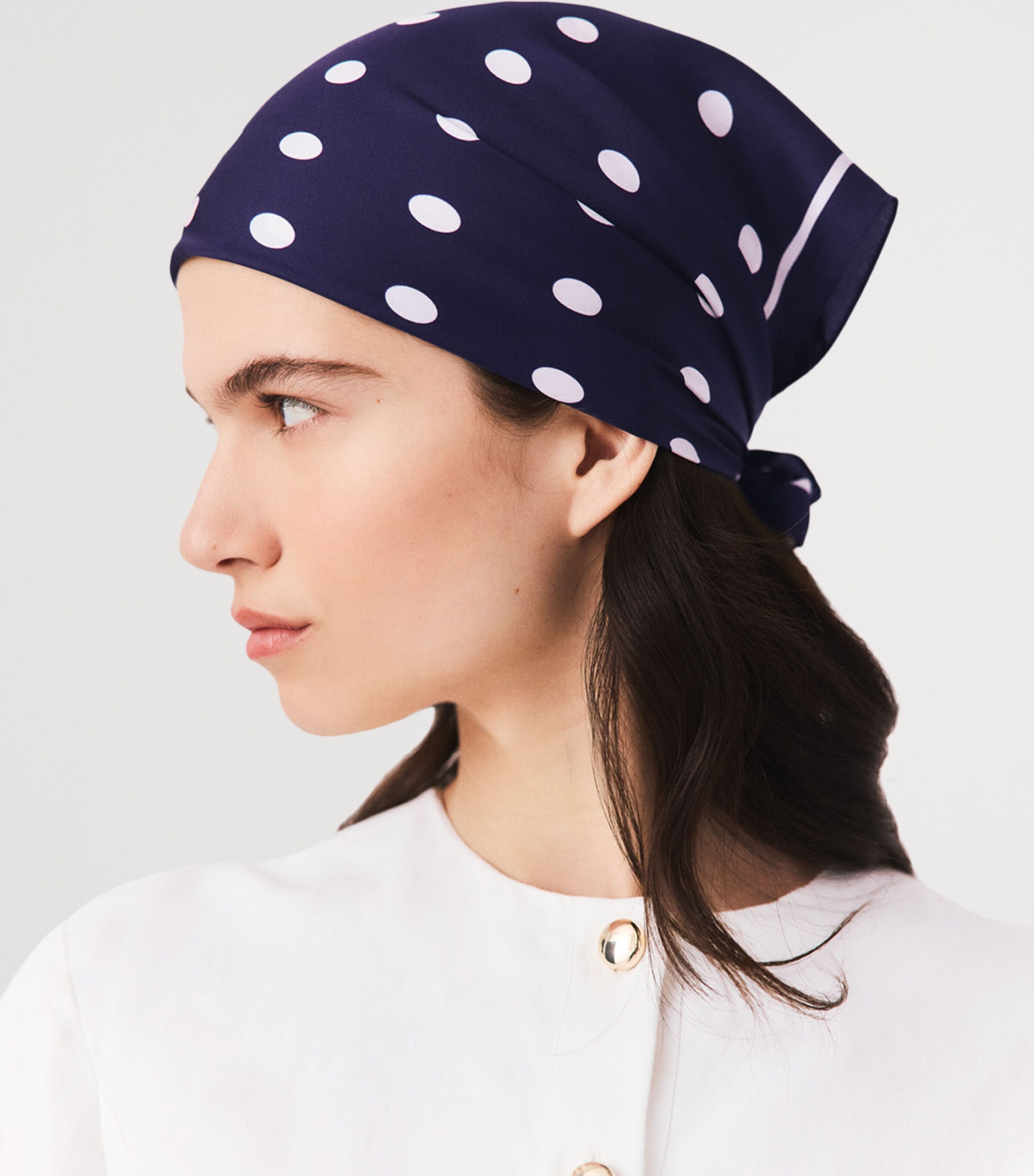 Maje Silk Polka-Dot Scarf Navy Dots Print Image 2