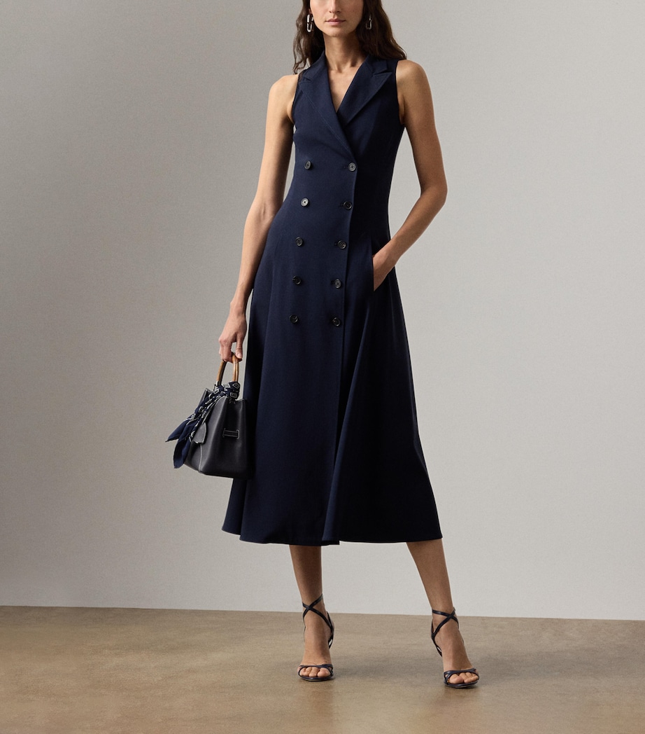 Ralph Lauren Collection Womens Cotton-Blend Alecia Midi Dress Navy Image 2