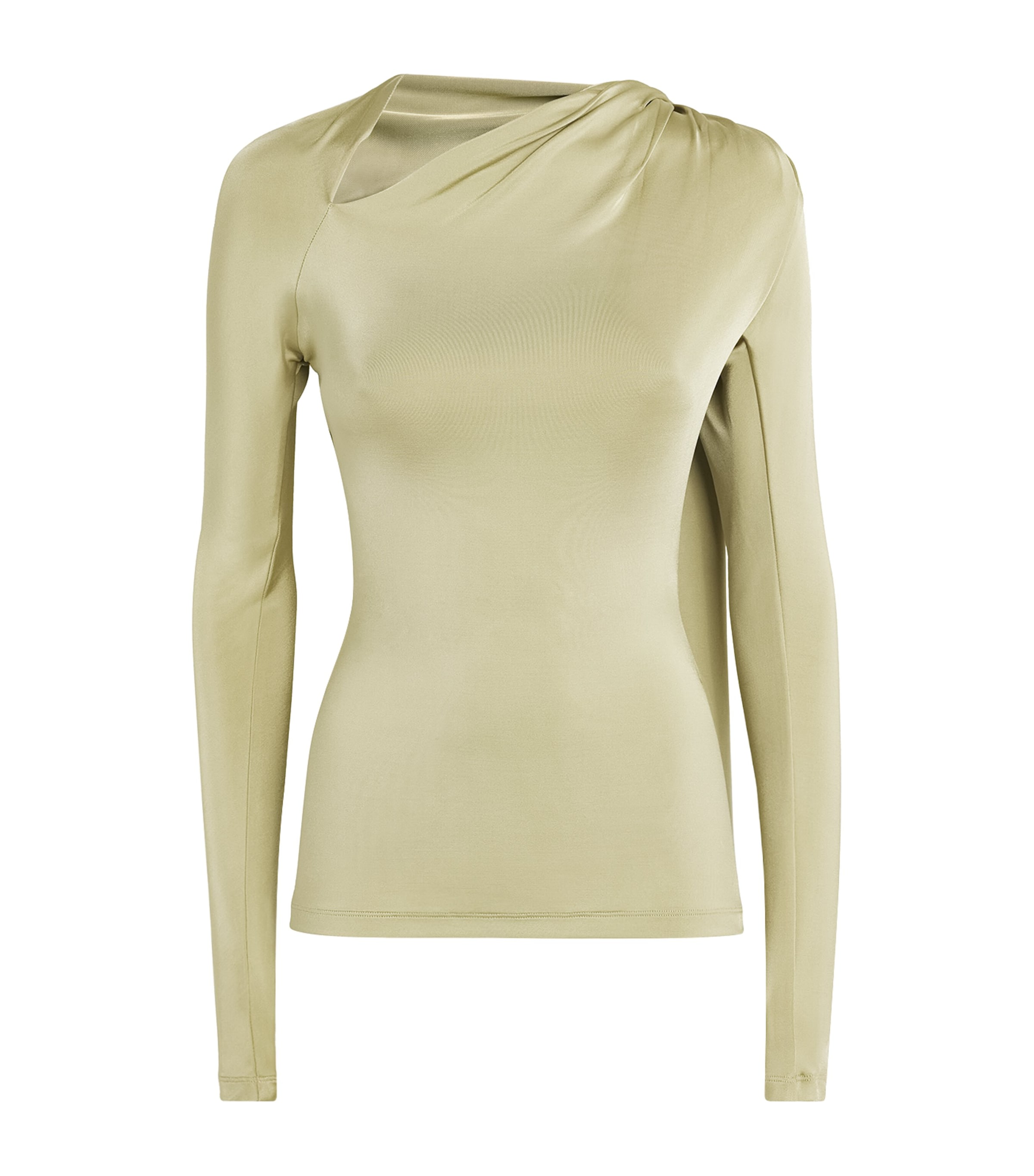 Victoria Beckham Gathered Stretch-jersey Top In Green