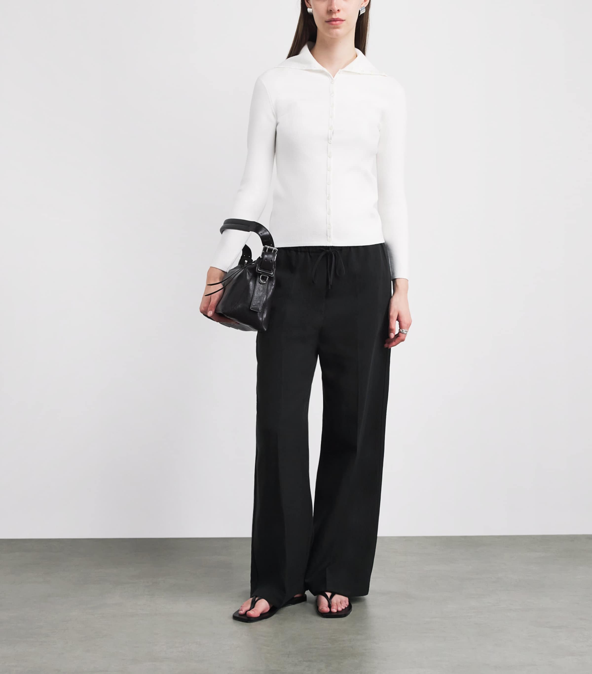 Toteme Womens Drawstring Fluid Trousers Black Image 2