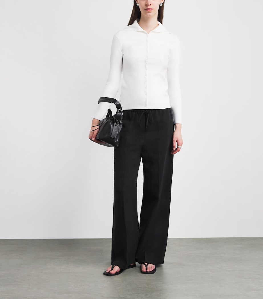 Toteme Womens Drawstring Fluid Trousers Black Image 2