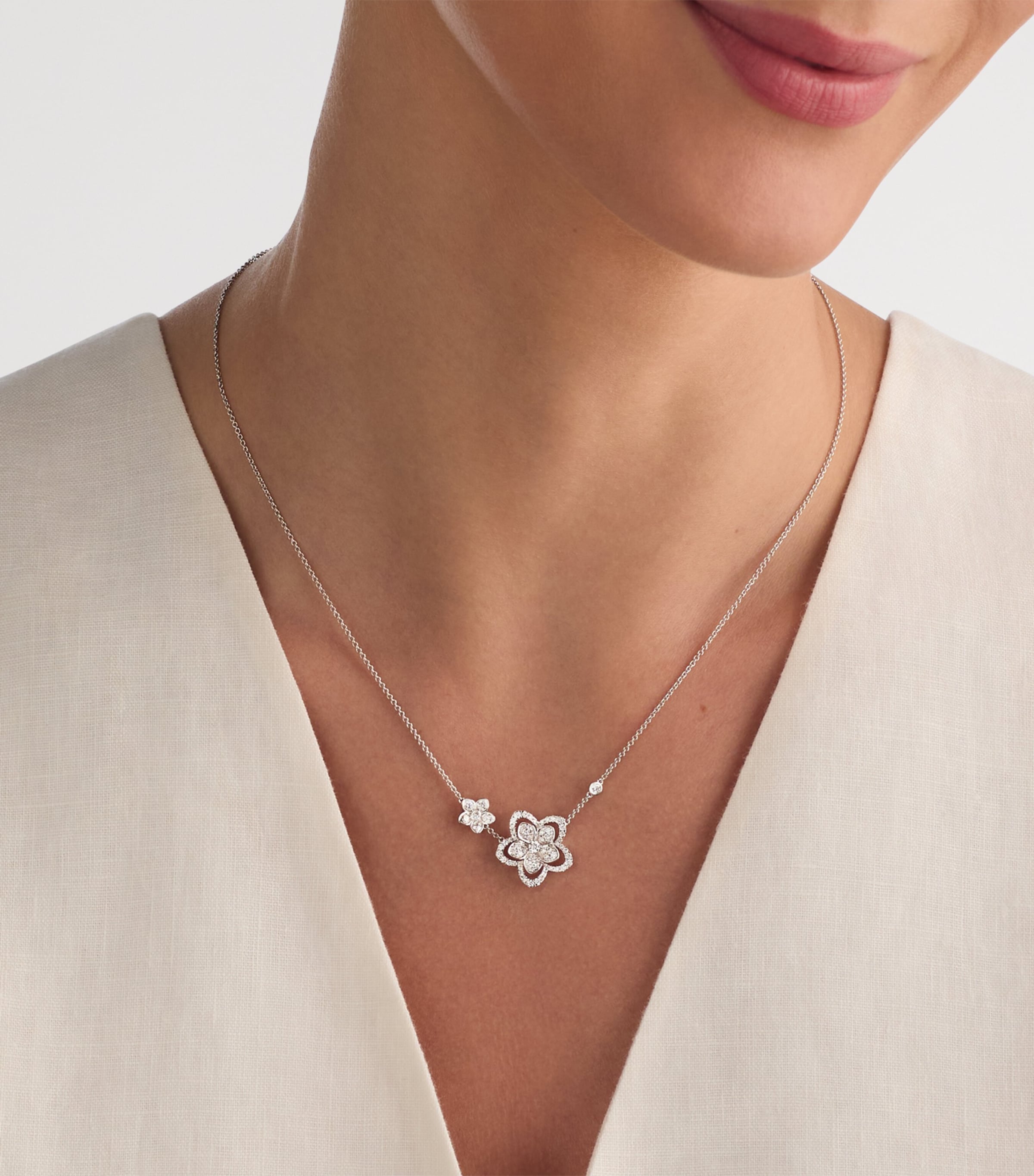 Graff White Gold and Diamond Wild Flower Necklace White Gold Image 2