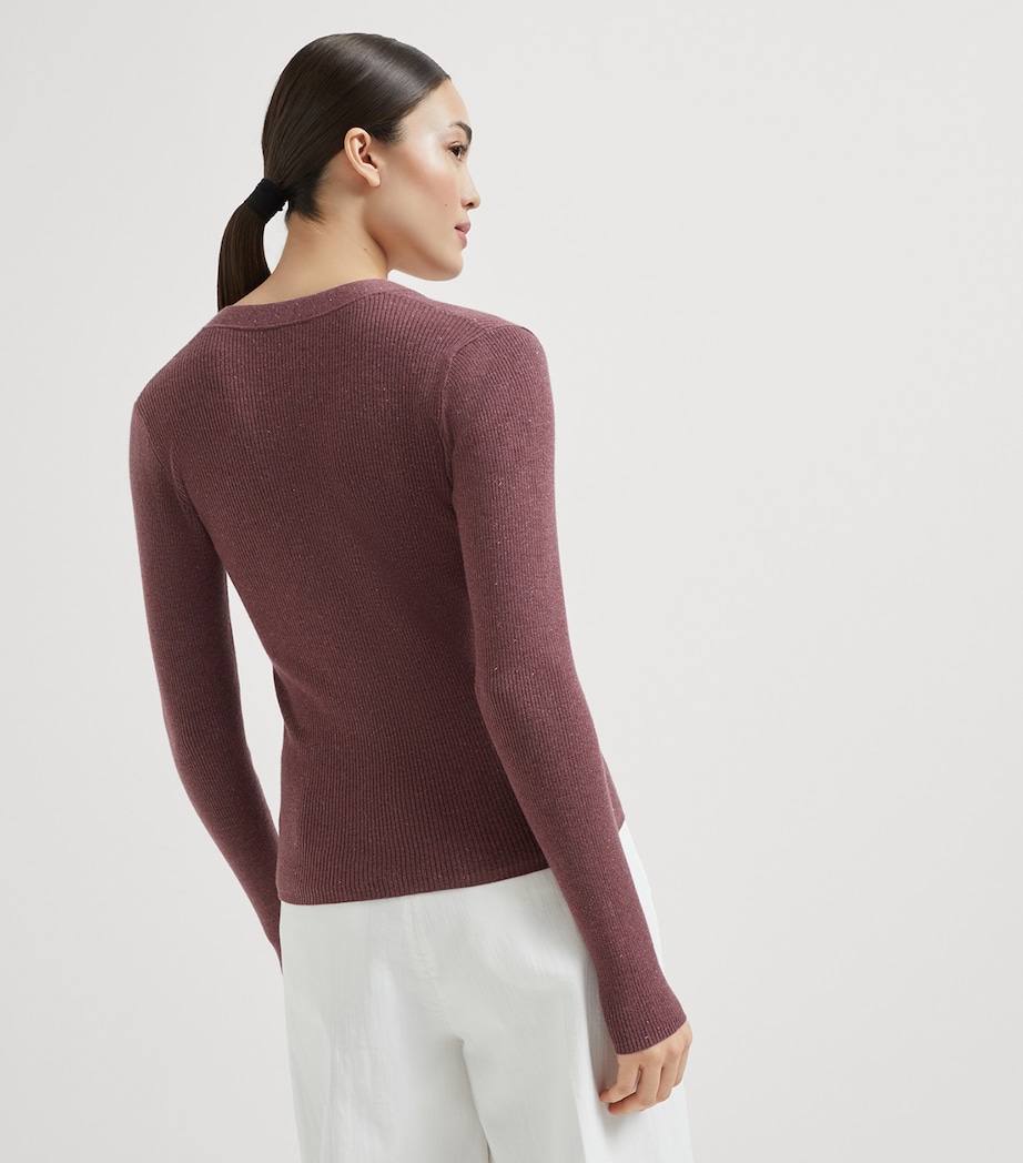 Sparkling Cashmere Rib-Knit Cardigan C4238 Image 3