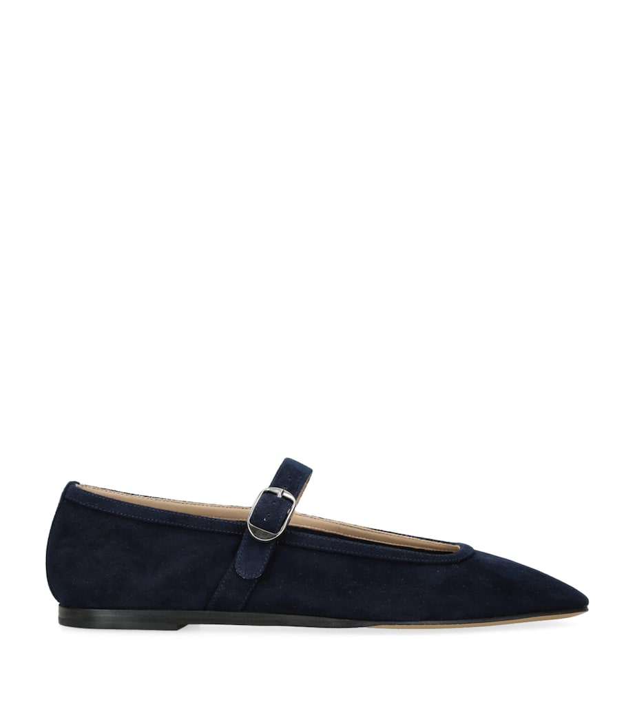 Suede Mary Jane Ballet Flats NAVY Image 1