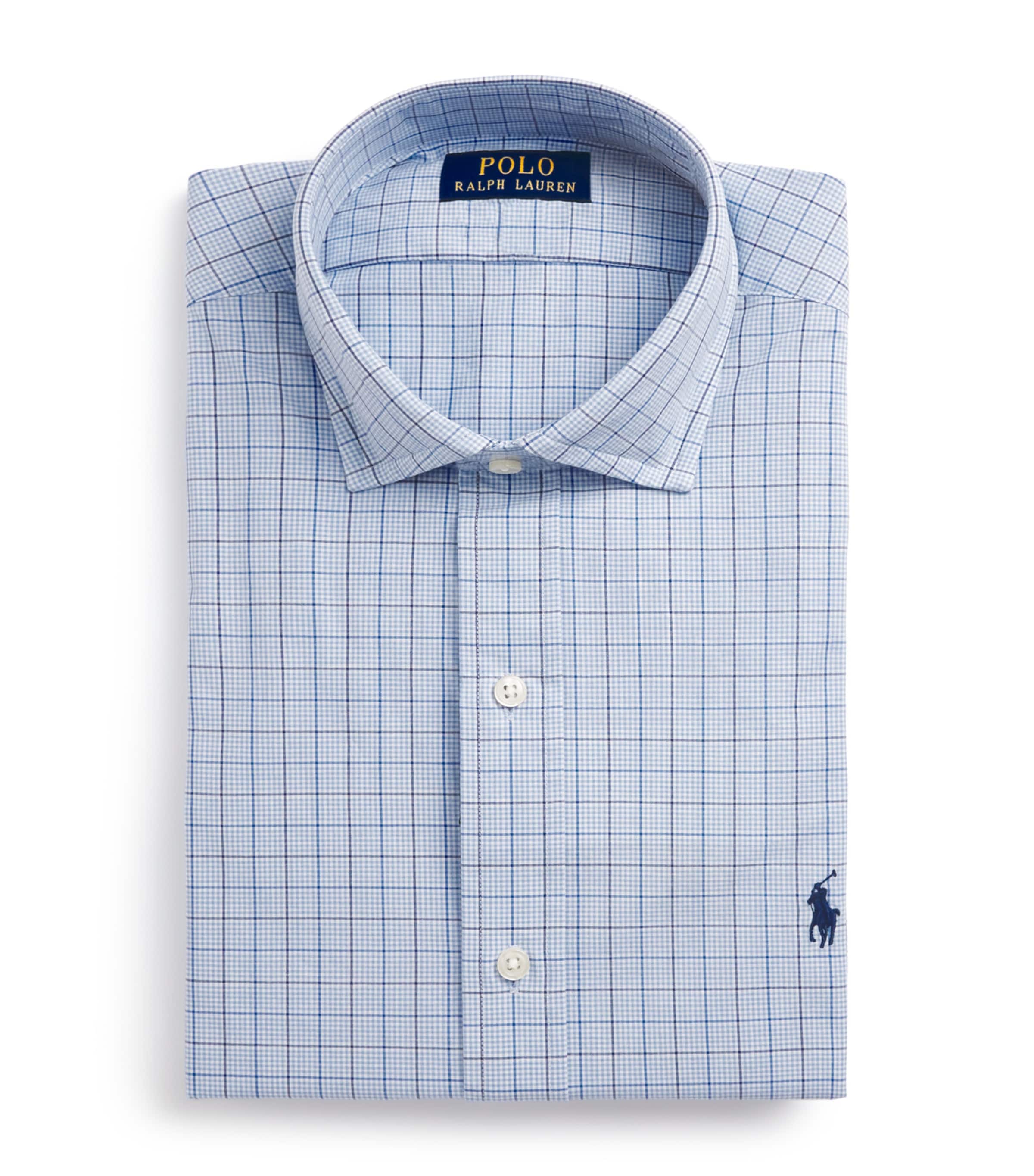 Polo Ralph Lauren Mens Stretch-Cotton Check Custom Fit Shirt Blue Multi Image 1