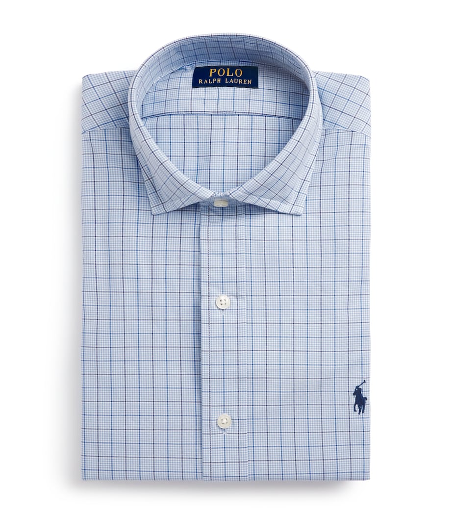 Polo Ralph Lauren Mens Stretch-Cotton Check Custom Fit Shirt Blue Multi Image 1
