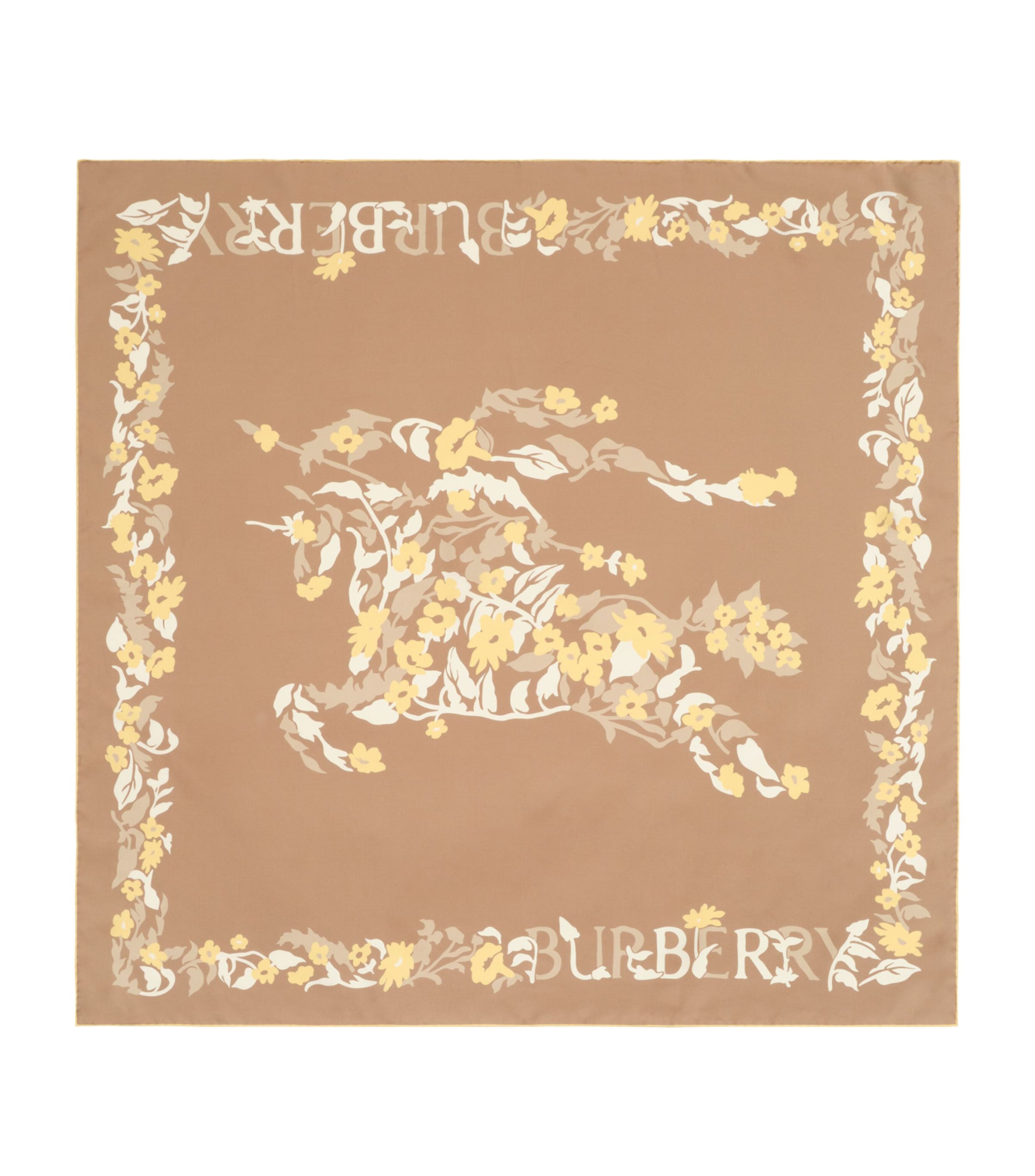 Burberry Silk Floral EKD Scarf Sand Image 1