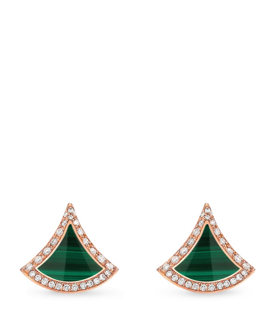 Rose Gold, Diamond and Malachite Divas' Dream Stud Earrings PINK GOLD Image 1