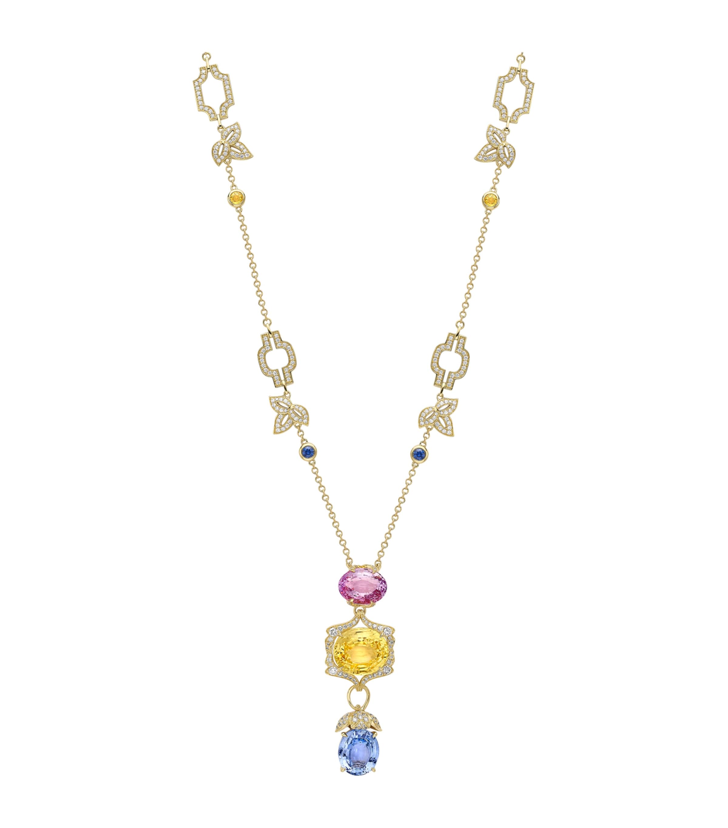 Boodles Yellow Gold, Diamond and Sapphire The Palace Collection Queen Anne's Mural Pendant Yellow Image 1
