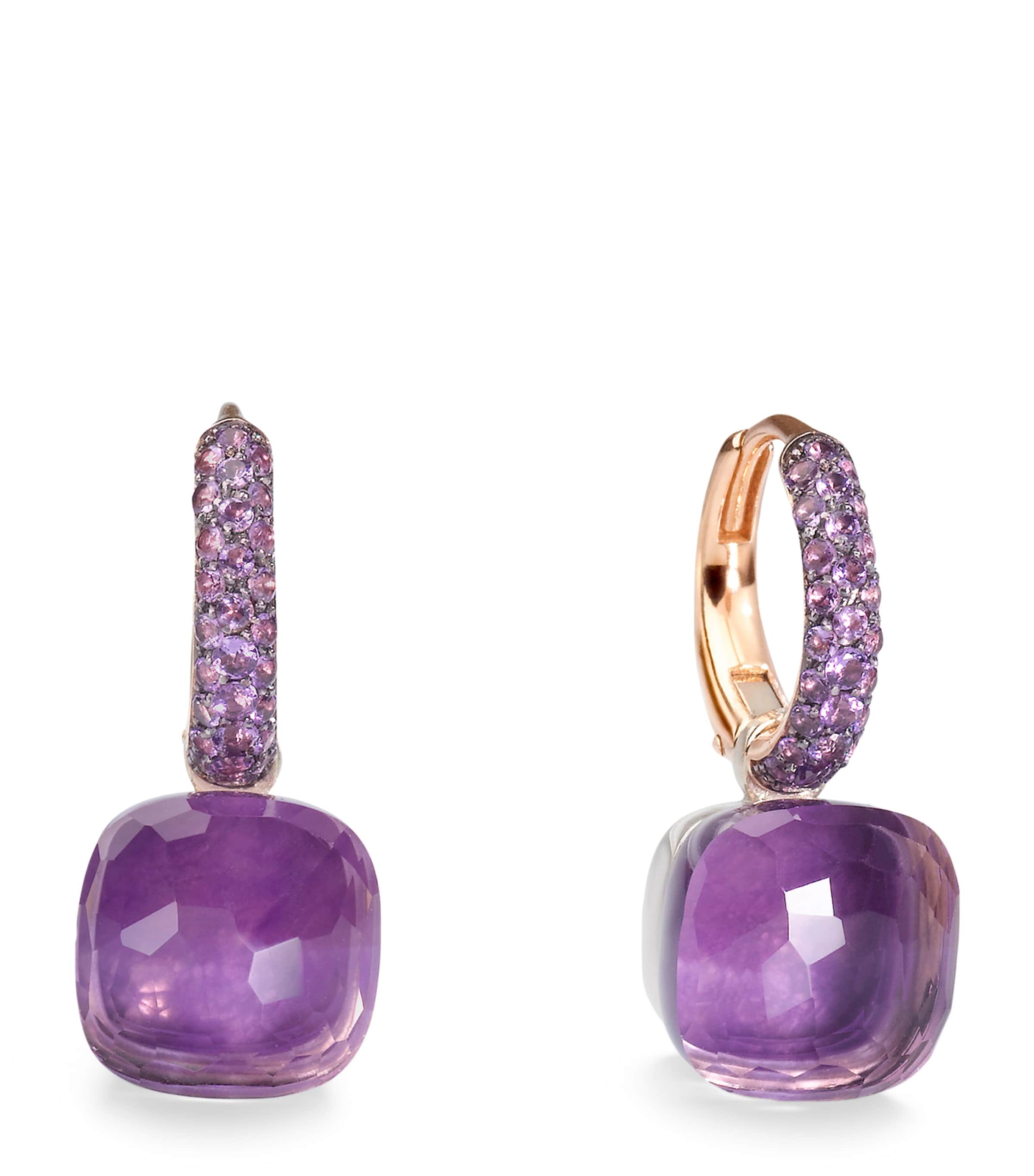 Pomellato Mixed Gold, Amethyst and Giada Nudo Earrings | Fine Jewellery | Fine Earrings | Stud Earrings | Designers | Pomellato