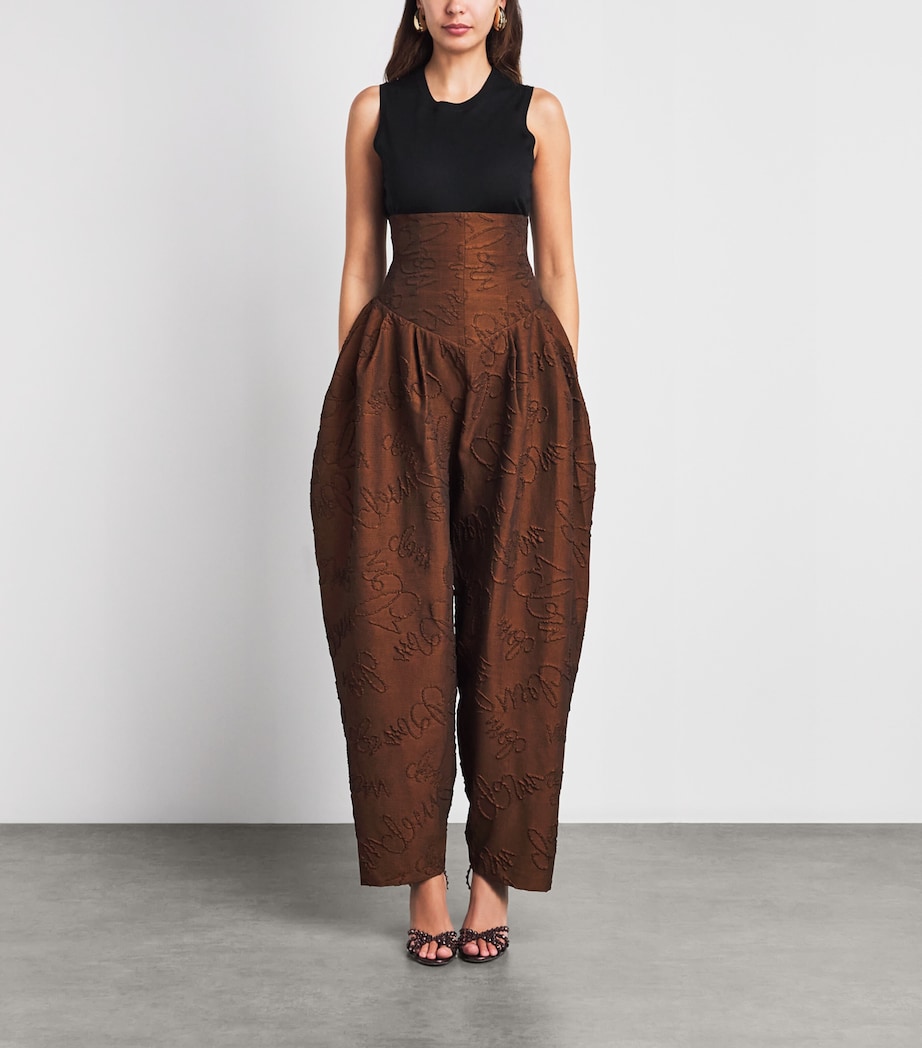 Christie Brown Brown Appliqué High-Waisted Tapered Trousers | Harrods UK