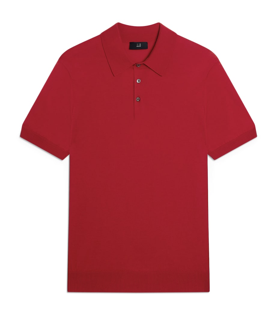 Dunhill Mens Cotton-Mulberry Silk Polo Shirt Image 1