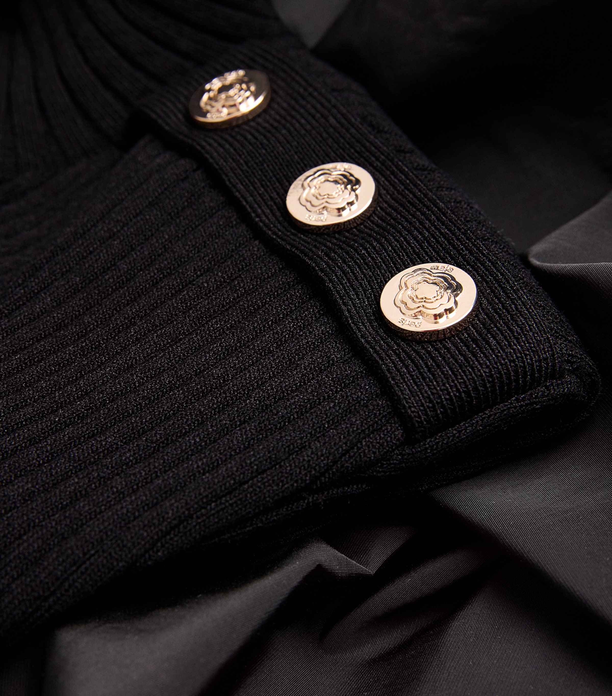 Rib-Knit Taffeta Mini Dress BLACK Image 5