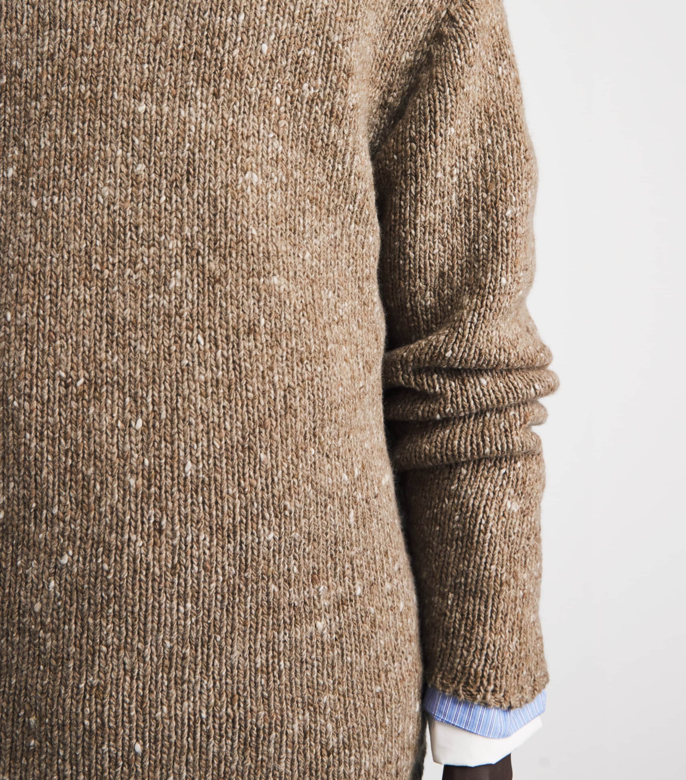 Auralee Mens Wool Tweed Sweater Top Brown Image 3