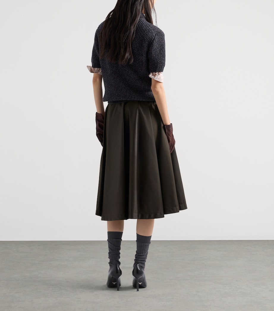 Prada Womens Re-Nylon Midi Skirt Brown Image 5