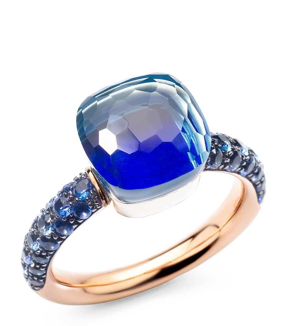 Mixed Gold, Blue Topaz and Lapis Nudo Ring ZALTL Image 1