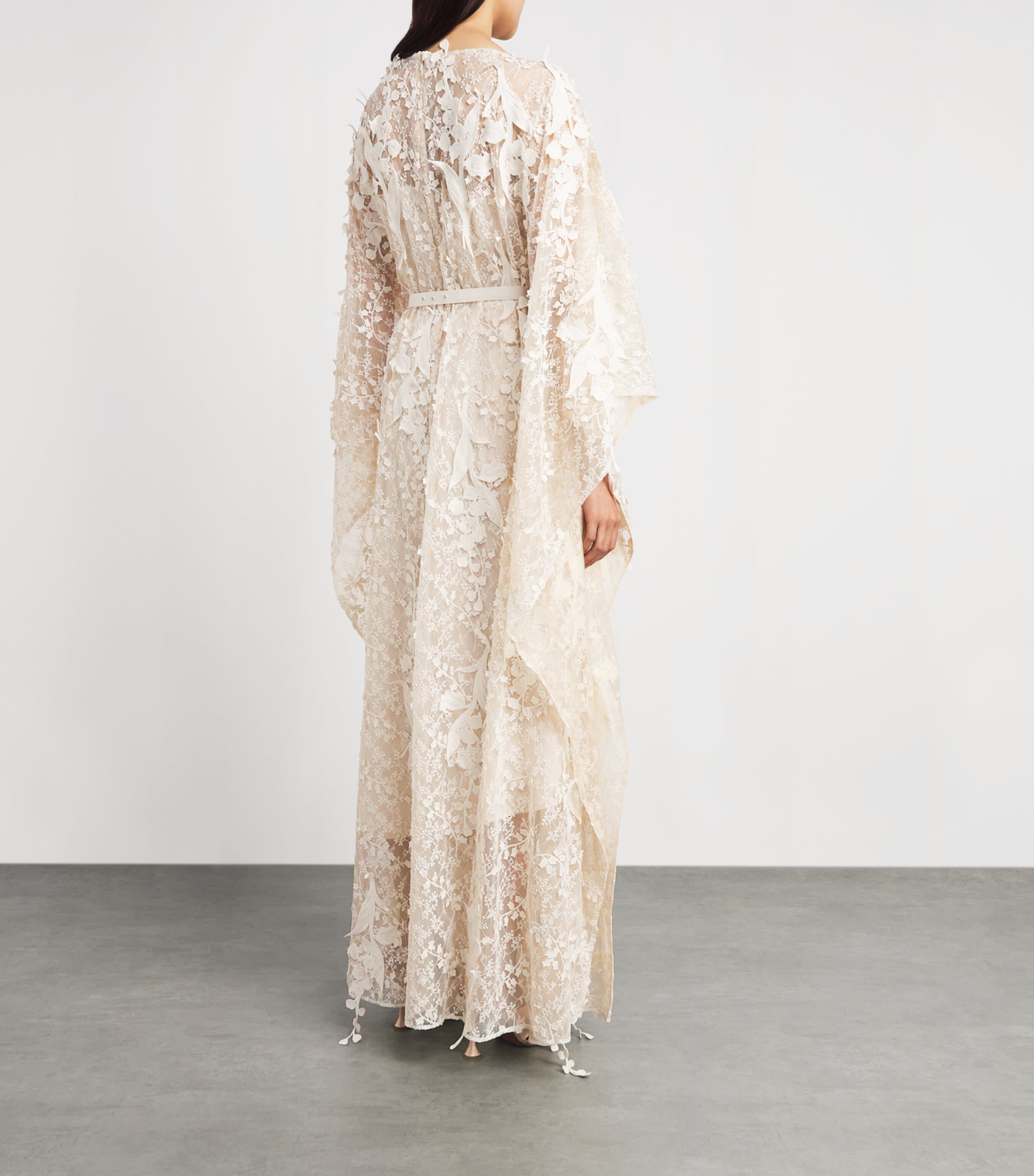 LEO LIN Womens Lace Embellished Willow Maxi Kaftan Dress Snow Image 4