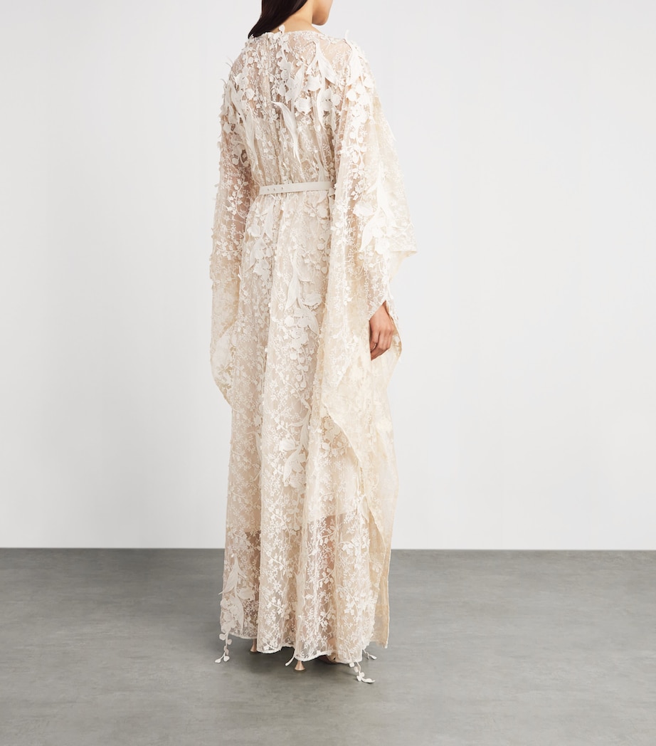 LEO LIN Womens Lace Embellished Willow Maxi Kaftan Dress Snow Image 4