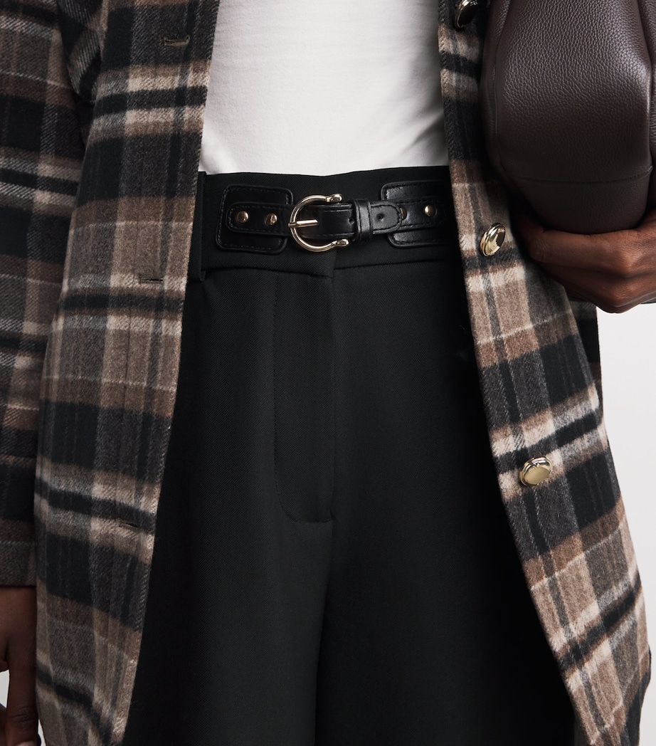 Belted Wide-Leg Trousers BLACK Image 6