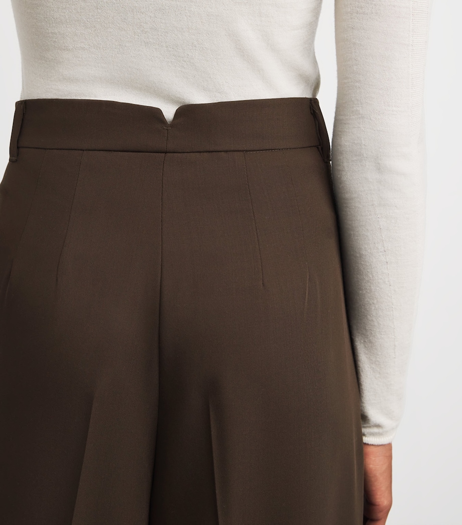 Wool Straight-Leg Trousers DARK BROWN Image 6