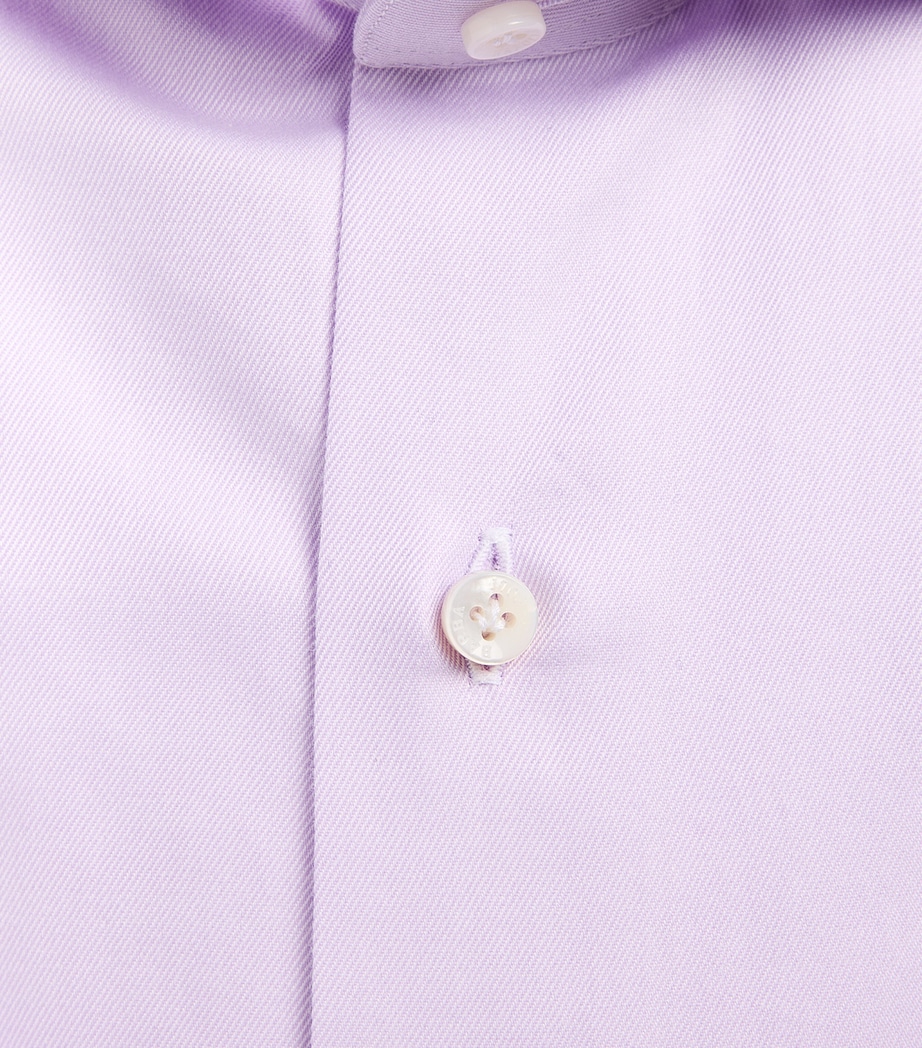 Barba Napoli Mens Cotton Twill Slim Shirt Purple Image 6