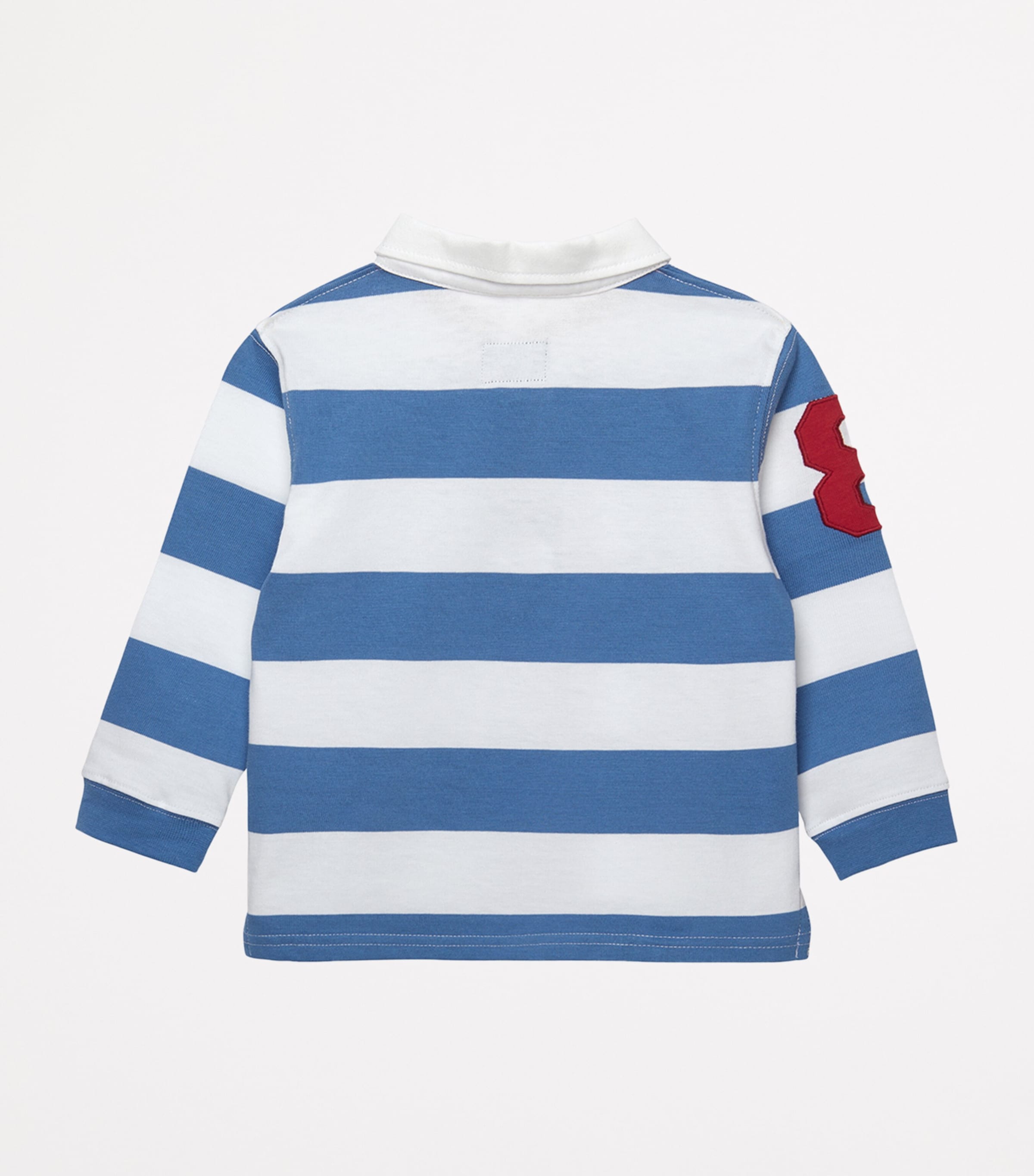 Cotton Nicholas Rugby Shirt (3-24 Months) DENIM BLUE/WHITE STR Image 2