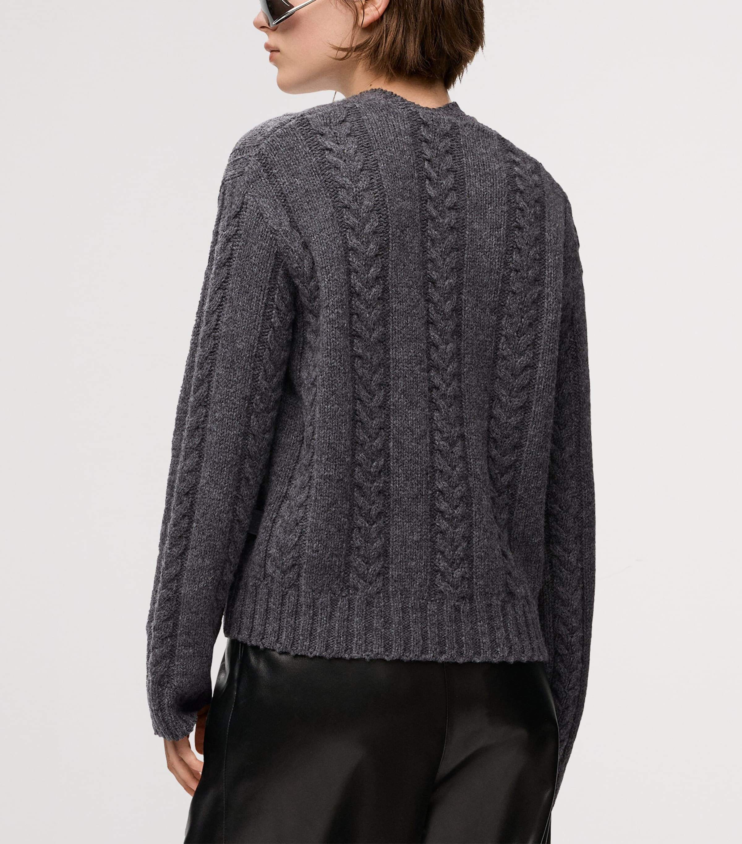 Wool Cable-Knit Sweater GREY Image 4