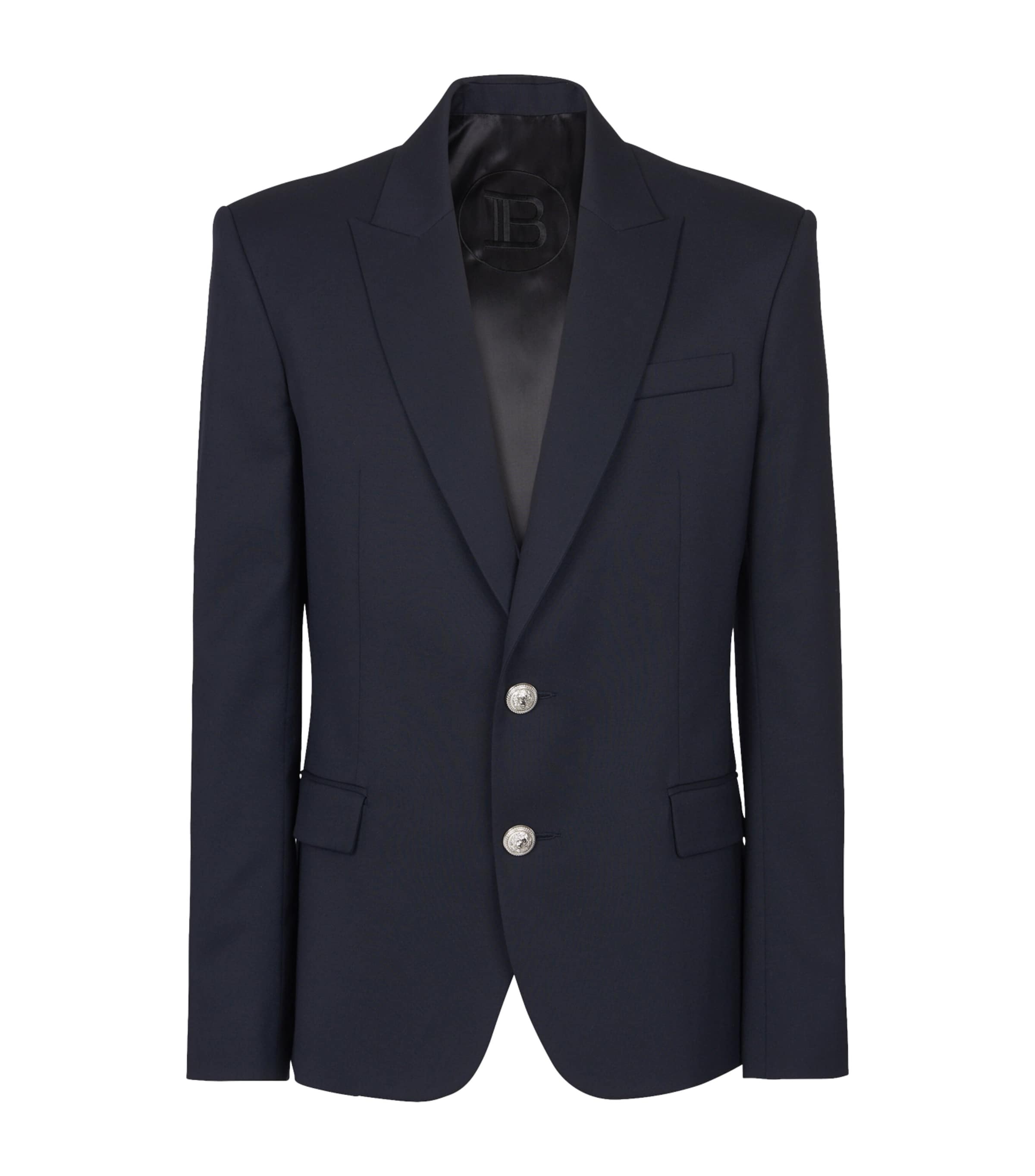 Balmain Wool 2-button Blazer In Navy