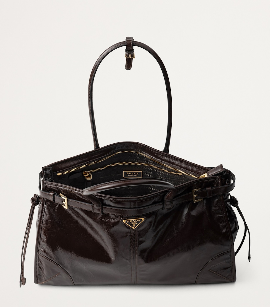 Prada Large Leather Buckled Tote Bag Image 4