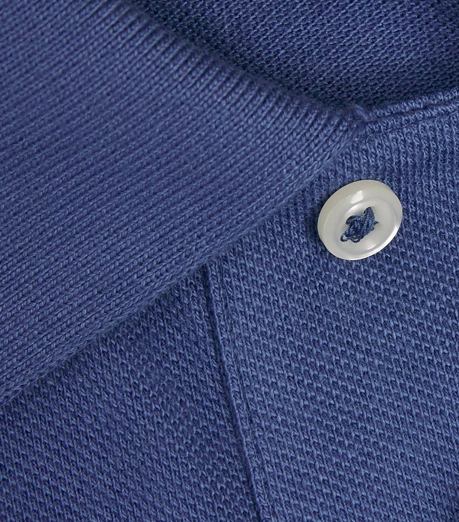 Cotton Mesh Slim-Fit Polo Shirt BLUE Image 5