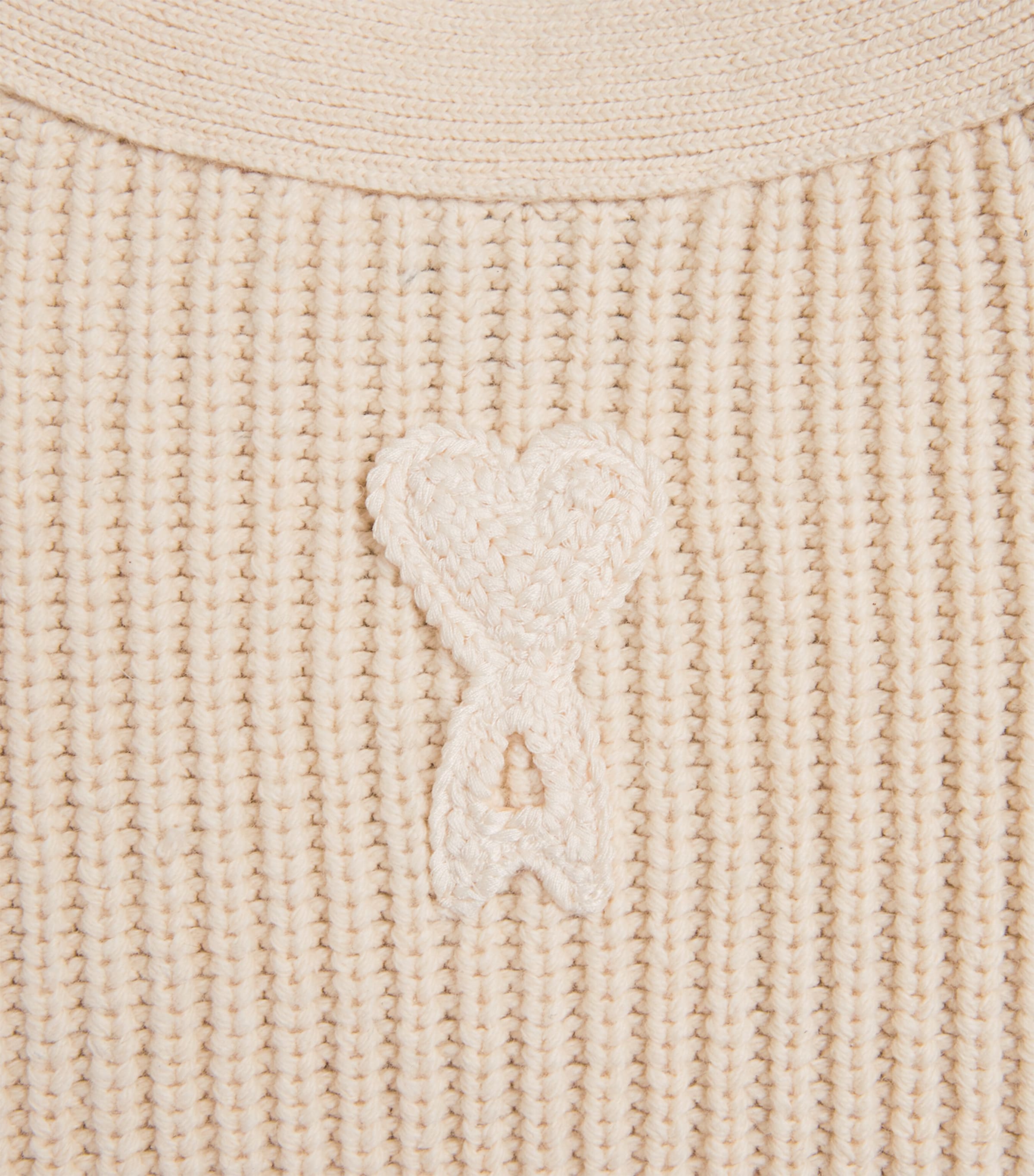 Wool Ribbed Logo Cardigan 136 BLANC CREME Image 5